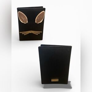 Kate Spade Imogene 3D Rabbit Passport Wallet EUC |Black Saffiano Leather